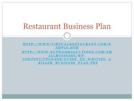 Restaurant Business Plan