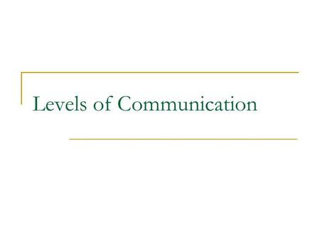 Levels of Communication