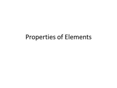 Properties of Elements