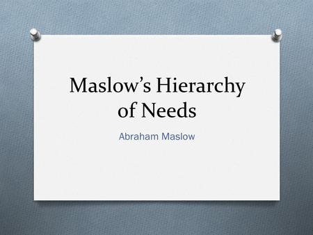 Maslow’s Hierarchy of Needs