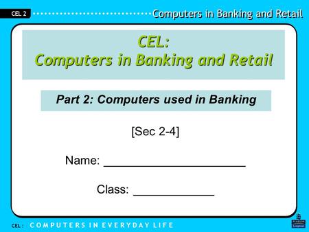 Part 2: Computers used in Banking