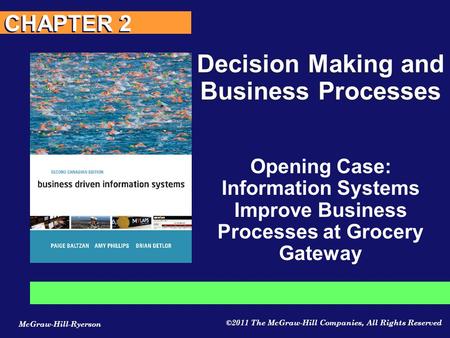 McGraw-Hill-Ryerson ©2011 The McGraw-Hill Companies, All Rights Reserved CHAPTER 2 Decision Making and Business Processes Opening Case: Information Systems.