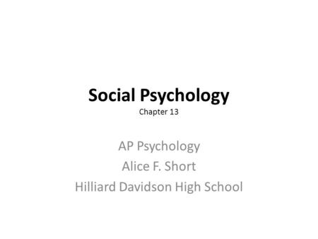 Social Psychology Chapter 13