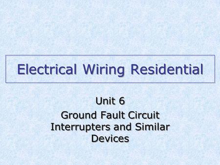 Electrical Wiring Residential