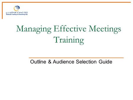 Managing Effective Meetings Training