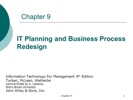 IT Planning and Business Process Redesign