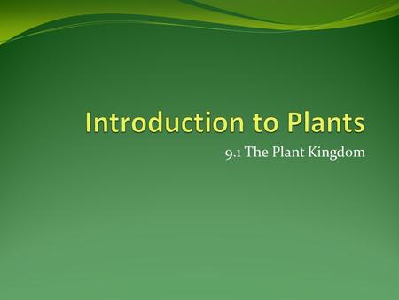 Introduction to Plants