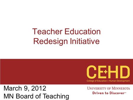 Teacher Education Redesign Initiative