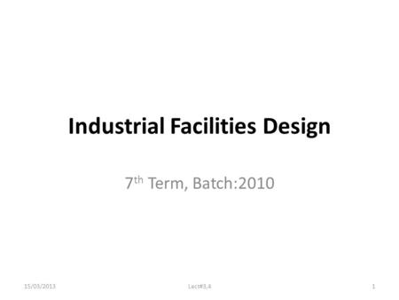 Industrial Facilities Design