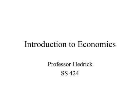 Introduction to Economics