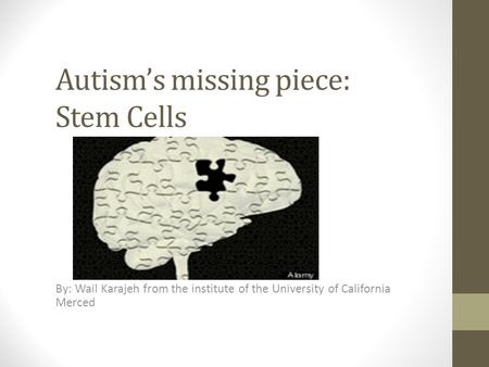 Autism’s missing piece: Stem Cells