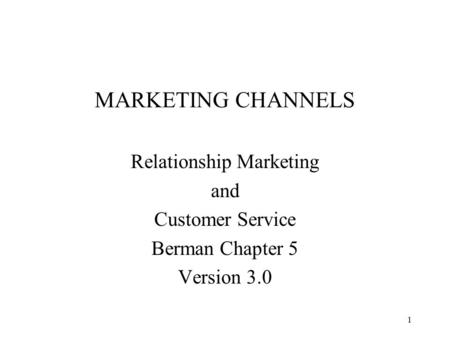 Relationship Marketing