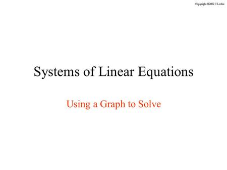 Systems of Linear Equations