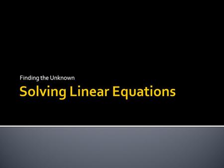 Solving Linear Equations