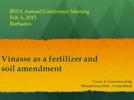 Vinasse as a fertilizer and soil amendment