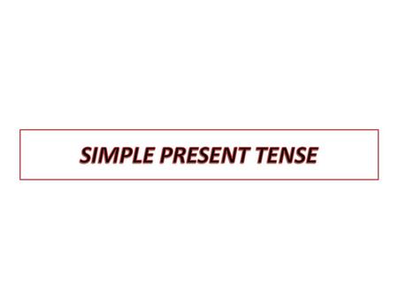 SIMPLE PRESENT TENSE.