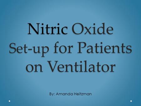 Nitric Oxide Set-up for Patients on Ventilator