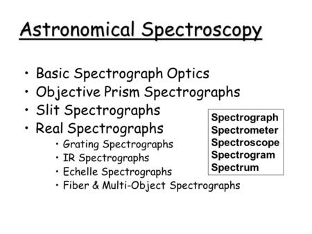 Astronomical Spectroscopy