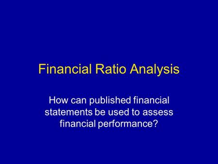 Financial Ratio Analysis