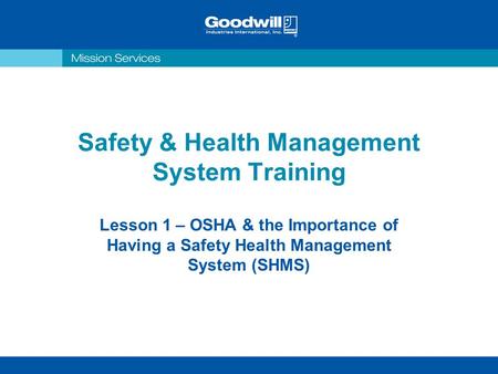 Safety & Health Management System Training