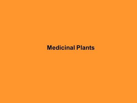 Medicinal Plants.