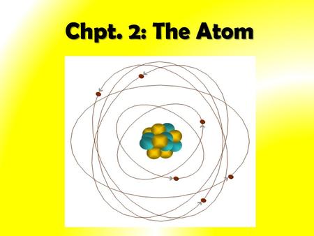 Chpt. 2: The Atom.