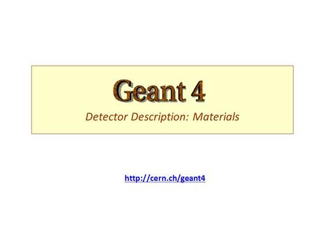 Detector Description: Materials