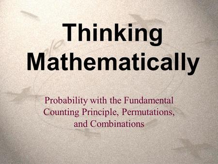 Thinking Mathematically