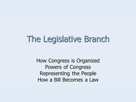 The Legislative Branch