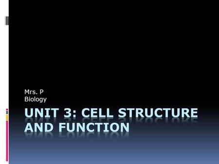 Unit 3: Cell structure and function