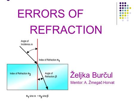 5 ERRORS OF REFRACTION Željka Burčul Mentor: A. Žmegač Horvat.