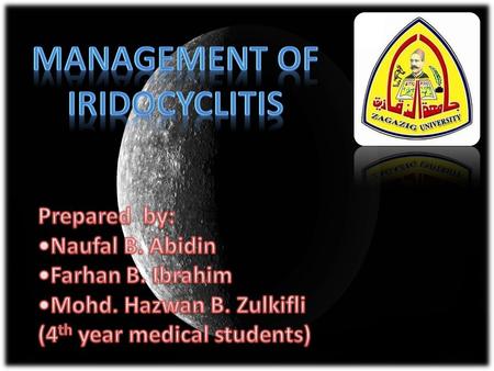 Acute or chronic inflammation of the iris and ciliary body characterized by exudates into the anterior chamber, discoloration of the iris, and constricted,