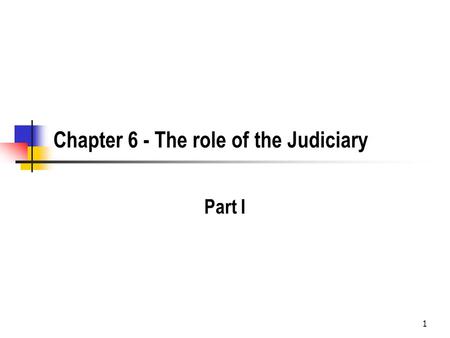 1 Chapter 6 - The role of the Judiciary Part I. 2 Political Question Review: Baker v. Carr, 369 U.S. 186, 217 (1962) Prominent on the surface of any case.