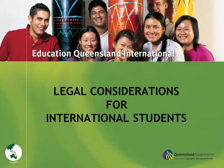 Title Goes Here LEGAL CONSIDERATIONS FOR INTERNATIONAL STUDENTS.