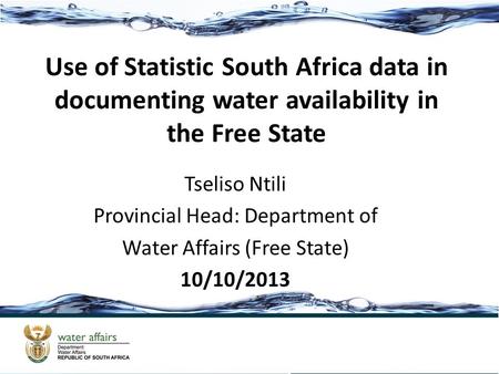 Tseliso Ntili Provincial Head: Department of