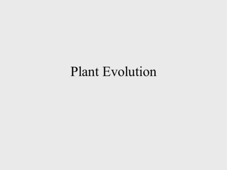 Plant Evolution.