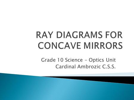 Grade 10 Science – Optics Unit Cardinal Ambrozic C.S.S.