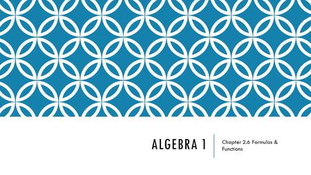 Chapter 2.6 Formulas & Functions