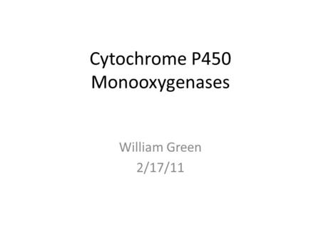 Cytochrome P450 Monooxygenases