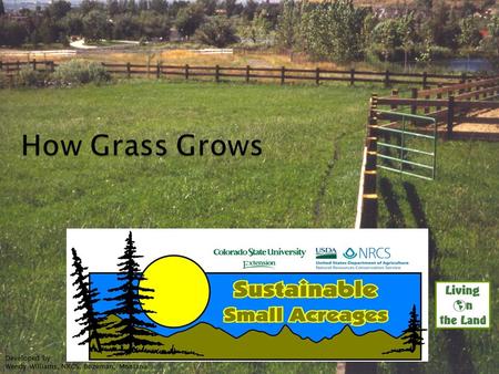 Developed by: Wendy Williams, NRCS, Bozeman, Montana UNCE, Reno, Nev.