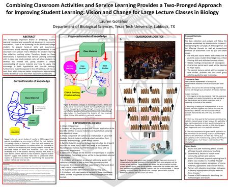 Combining Classroom Activities and Service Learning Provides a Two-Pronged Approach for Improving Student Learning: Vision and Change for Large Lecture.