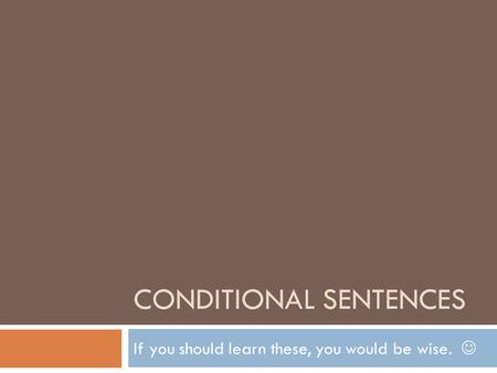 Conditional sentences