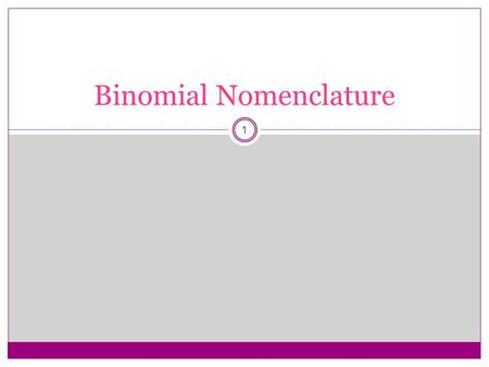 Binomial Nomenclature