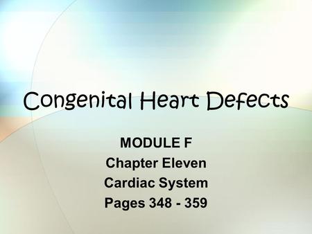 Congenital Heart Defects