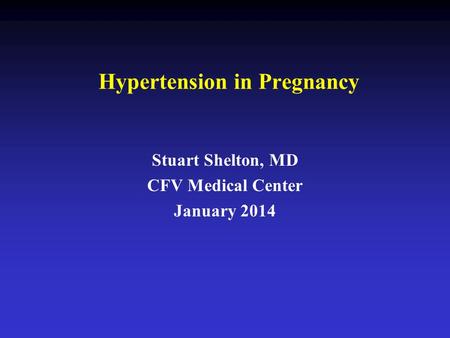 Hypertension in Pregnancy