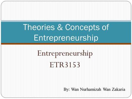 Theories & Concepts of Entrepreneurship