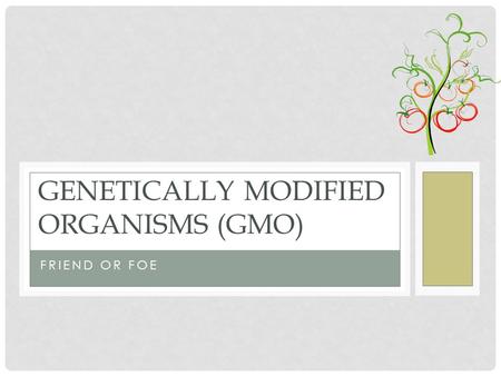 Genetically Modified Organisms (GMO)