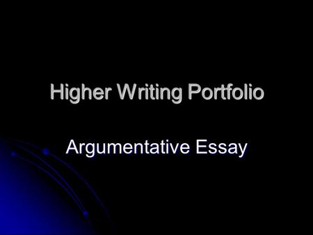 Higher Writing Portfolio