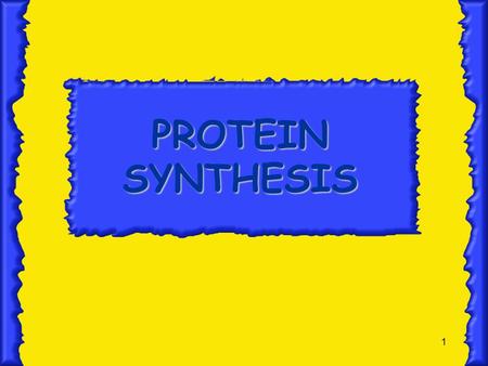 PROTEIN SYNTHESIS.