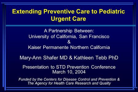 Extending Preventive Care to Pediatric Urgent Care